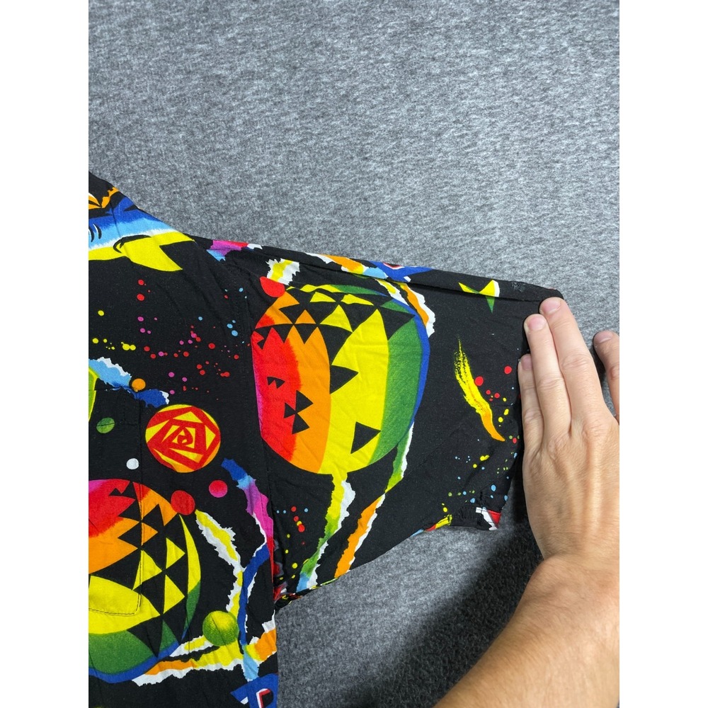 Vintage 1990 Planet Hollywood Rayon Space Print Camp Hawaiian Shirt XL Flowey - Picture 5 of 14